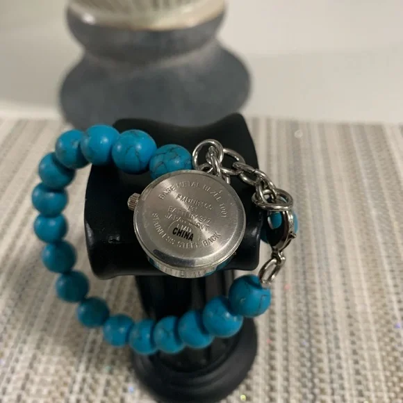 Turquoise beaded bracelet watch.